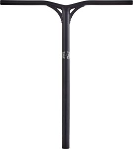 Guidon Lucky AirBar noir posé debout sur fond clair, avec vue sur les soudures renforcées en haut du tube. Finition mate et propre, avec logo Lucky discret.