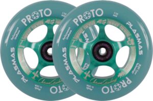 Roue Proto Plasma 110 mm transparente, avec noyau à rayons en aluminium et gomme ultra adhérente. Signature Chema Cardenas. Pack de 2 roues.