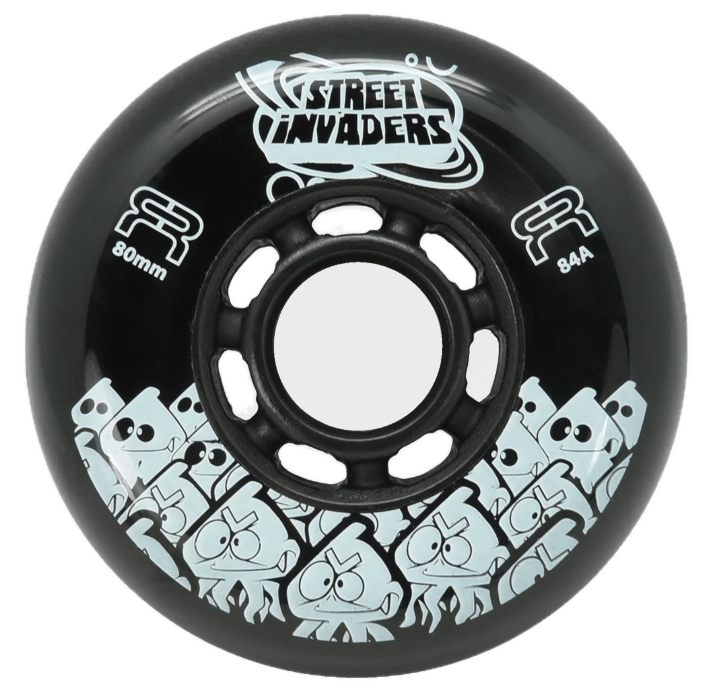 roue de roller noire en gomme pour les roller en ligne Street Invader II 68mm/84a
