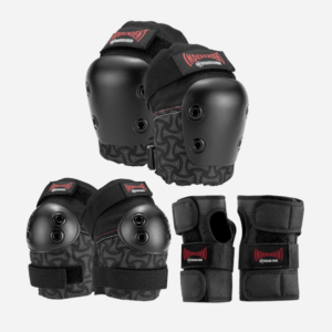 pack de protections pour les genoux coudes et poingets noires de chez 187 Independent Killer Pads Jr Six Pack Set Black