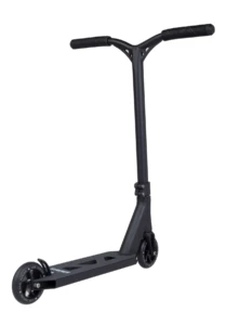 Trottinette freestyle Striker Lux légère pour le skatepark, avec guidon Y en aluminium, deck peg-cut et roues 110 mm, idéale pour les tricks aériens.