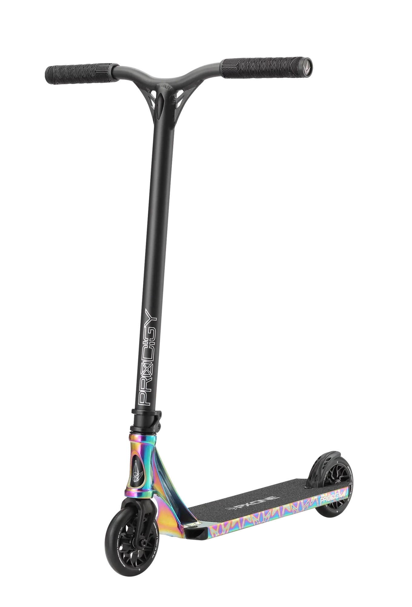 Trottinette freestyle complète Blunt Envy Prodigy X ONE Oil Slick – deck multicolore anodisé, guidon aluminium Reaper V3, roues SECTOR 120 mm.