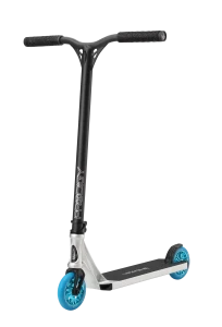 Trottinette freestyle complète Prodigy X ONE Silver – deck argent métallisé, guidon Reaper V3, roues SECTOR 120 mm.