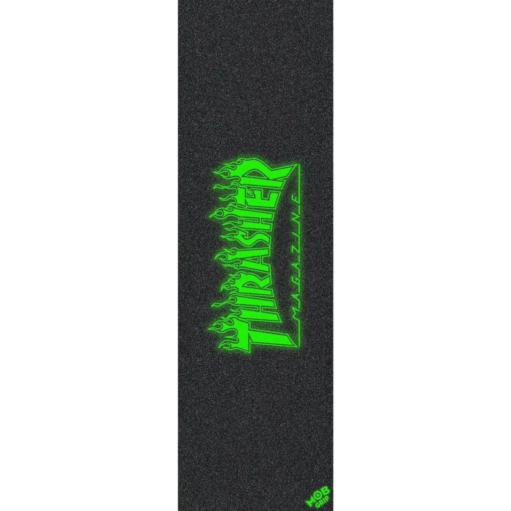 Thrasher-Flame-Glow-Logo-10-X-33-Plaque-de-Grip-Noir